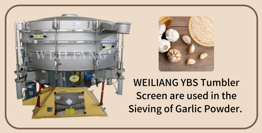 tumbler screen for sieving garlic powder